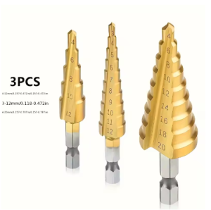 ZUOMU | 9Pcs Step Drill Bits & Countersink Drill Bits Set Titanium Coated Hole Opening Chamfer Deburring Drill Bits Kit For Wood Metal D