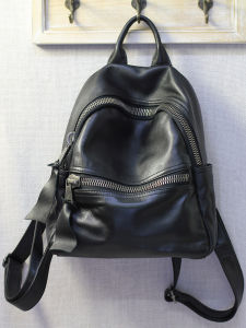 Casual Pure Cowhide Backpack Soft Leather Hiking Bag Double Shoulder Bag Laptop Bag Womens Bag Mountain Climbing Bag