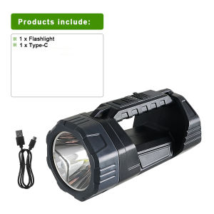 New LED Solar Searchlight Outdoor Long Range Flashlight Strong Light Torch Solar+Type C Rechargeable Flashlight Camping Lighting