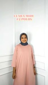 Midi Dress Terbaru 2024 Clara #2 Midi Bahan Kaos Katun Combed Long Tunik Polos Jumbo Ootd Hijab