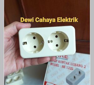 ERKE Stop Kontak 2 Lubang SNI 100% Produk Indonesia - Stop Kontak OB 2 Lubang