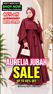 Aurelia Jubah | Pleated Muslimah Abaya | Elegant Modest Long Dress | Women Hijab Jubah | Loose Fit Islamic Dress | Raya & Casual Wear | Muslimah Fashion | Long Sleeve Abaya | Rising Stars Collection Jubah Muslimah Jubah Moden Jubah Pleated Jubah Labuh