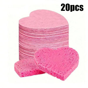 10/20/50PCS Compressed Heart-Shaped Facial Sponges Natural Wood Pulp Face Wash Puff Foaming Face Cosmetic Face for Home OrTravel