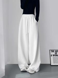 High Waist Draped Wide Leg Pants Womens Loose Fit Floor Length Trousers Pear Shape Body Casual Comfortable Autumn plus Size