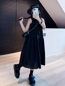 Girls Summer Vest Dress Cool Fashionable A-Line Skirt Korean Style Pure Color Childrens Clothing Easy to Wear Daily Dress