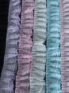 2 Yards Black White Pink Pleated Wave Embroidery Lace Fabric Trim DIY Clothing Daily Home Decoration Sewing Accessory 5CM Wide