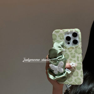Soft Shell Phone Case with Wristband in Satin Finish Leopard Print for Women Anti-Fall Protection Suitable for 14/16