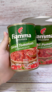 FIAMMA + Lon nhỏ XANH LÁ 400g + CÀ CHUA XẮT MIẾNG / Ý / VESUVIANA Diced Tomatoes In Tomato Juice (HALAL)