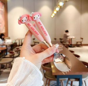 SET SENDOK IMPORT HELLO KITTY / SENDOK GARPU STAINLESS STEEL 304 POCHACCO / SET  SENDOK TRAVEL KUROMI MELODY