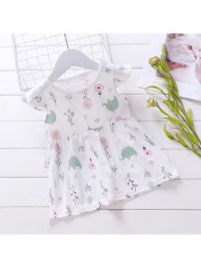 Pure Cotton Summer Thin Dress Baby Girls Clothing Princess Skirt Childrens Fashion A-Line Dress Style Short Sleeve