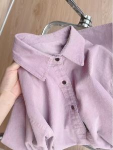 French Vintage Pure Cotton Shirt Womens New Design Sensation Small Crowd Corduroy Shirt Womens Elegant Long Sleeve Top