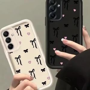 Cute Bow Heart Pattern Phone Case For Samsung Galaxy A73 A72 A71 A56 A55 A54 A53 A52 A51 A50 A35 Ladder Edge Shockproof Cover