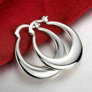 Huitan Simple Metal Silver Color/Gold Color Hoop Earrings for Women Versatile Temperament Circle Earrings Modern Fashion Jewelry