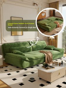 Retro Style Folding Sofa Bed Removable Small Apartment Living Room Design