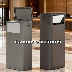 32L Commercial Trash Can Hotel Lobby Garbage Bin Large Capacity Elevator Trash Bin Dustbin Double Open Lid Garbage Can Kitchen Waste Bin