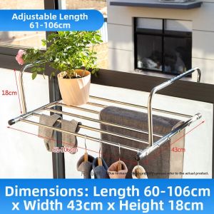 Anti-theft Stainless Steel Balcony Shoe Drying Rack Folding Extendable Hanger