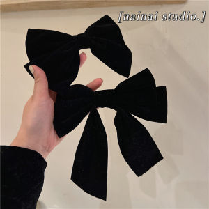 Retro Black Butterfly Knot Hair Clip Silk Velvet Chic French Style Hairpin Ins High End Feel Headwear for Women