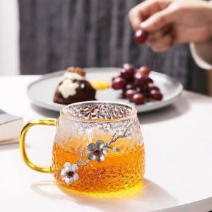Hammered Borosilicate Glass Cup for Flower Tea Juice Milk