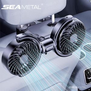 SEAMETAL Car Cooling Fan Headrest Double Head Fans Multi Angle Rotation 3 Speed Adjustable Cooler Air Fan for Car Accessories