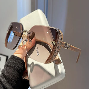 Womens Fashion Trimmed Half Frame Sunglasses Trendy Simple Design with Fine Glitter High Quality 2025 DS-1002