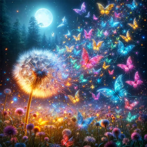 Jigsaw Puzzle Vibrant Calming Flying Beautiful Dandelion Butterfly Flower Art For Adults Great Weekend And Family Fun Gift