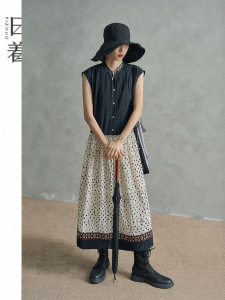 Womens Loose Ethnic Style Handmade Screen Print Dress