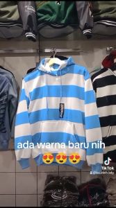 Sweater Hoodie Fullover Motif Salur Garis-Garis Stripe Pria Wanita Terbaru