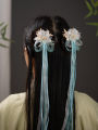 Chun Yi Xuan Super Fairy Spring Summer Flower Fairy Ancient Style Daily Hair Accessories Hair Clips Silk Ribbon Double Pronged Hanfu Headwear for Women. 