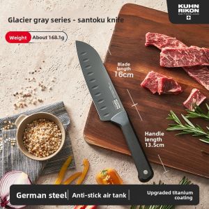 Kuhn Rikon | Multi-use Stainless Steel Titanium-coated Santoku Knife