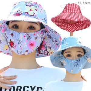 Công việc nông nghiệp bảo vệ khỏi ánh mặt trời sunhat mới bảo vệ mặt rộng vành chọn trà Mũ ngư dân mùa hè hoa kiểm tra chống UV mũ xô thoáng khí
