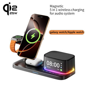 5 in 1 Wireless Charger Qi2.2 Magnetic 25W With Bluetooth Speaker Portable Multi functional Wireless Charging Stand