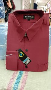 Wendya.T Kemeja Pria Formal Warna Maroon✓Kemeja Polos Lengan Panjang