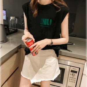 American Style Loose plus Size Sleeveless Vest Design Summer Korean Version Inner Wear Outerwear Base Shirt Trendy Print Commute