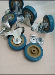 (4pcs) Roda Troli 3 inchi RS VARIAN (Mati/Hidup/Rem) Biru - Anti slip Wheel Universal caster/etalase/lemari/furniture/SET