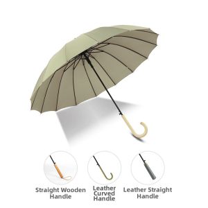 Custom Promotional Automatic Umbrella with Wooden Handle and 16 Ribs