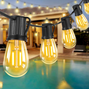 Plastic S14 String Light 220V EU Plug Warm White Amber 2W Waterproof Shatterproof Vintage Outdoor Decoration New Years Garland