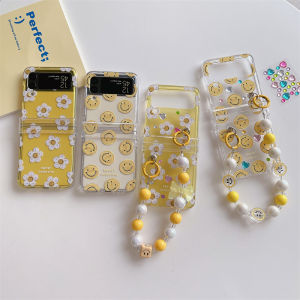 Creative Oil Painting Flower Smile Phone Case for ZFlip7 Foldable Screen Protection Cover with Hinge for ZFlip6/5 ZFlip4 ZFlip3