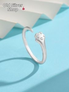 WU YUE JEWELRY | Cute Paw Adjustable 999 Sterling Silver Ring