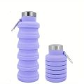1pc Collapsible Water Bottle, Reuseable BPA Free Silicone Foldable Bottles Portable Hiking Cup For Outdoor Mountaineering Tours. 