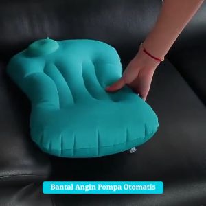 Fxshop - Travel Pillow Bantal Angin Pompa Otomatis Traveling Inflatable Aeros Pillow Rectangle Shaped COD