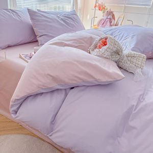 Simple Style Cotton Bedding Set Non-Pure Cotton Quilt Cover Three-Piece Dormitory Four-Piece Set All Seasons Universal