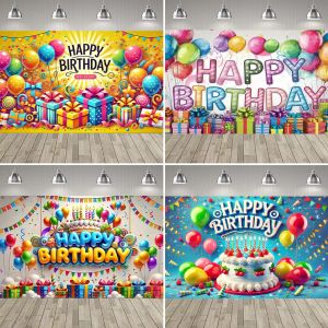 3D Happy Birthday Theme Party Decoration Backdrop Balloon Cake Gift Colorful Paper Scrap Party Decoration Banner Party Supplies