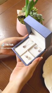 Bộ Trang Sức Bạc Đá Zirconia Màu Hồng Đỏ Combo Bộ 3 Món Nữ Trang Bạc Xi Vàng Trắng Cao Cấp - BDM2304 - Bảo Ngọc Jewelry