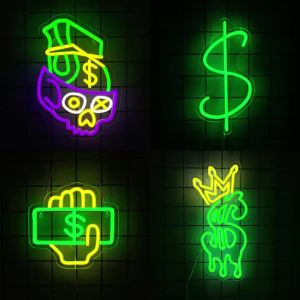Dollar Series Neon Sign For Wall DecorLight Up Sign For Man CaveGame RoomStore DcorBeer BarPartyChristmas Birthday Gift
