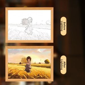Lighted Wooden Frame 3D Illustration