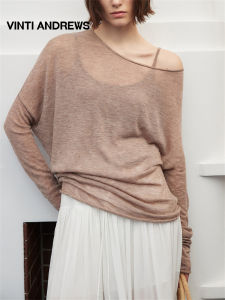 Off-shoulder Lightly Transparent Loose T-shirt
