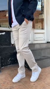 Celana Chino Pria Panjang Slim Fit Stretch Cream - Celana Chinos Panjang Pria Polos Steigen Slimfit