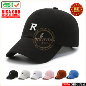 Topi Baseball Dewasa Motif R Polos Distro Casual Cap Bahan katun import TTU YARRA