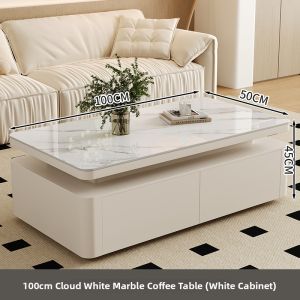 YIYOU | Elegant Creamy Modern Minimalist Marble Coffee Table for Small Living Room