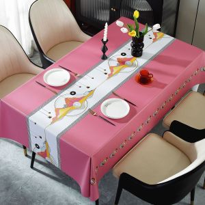 New 2024 Rectangular Tablecloth Waterproof Oil-resistant Premium Feel Dining Table Mat Lightweight Easy-care Tea Table Cloth